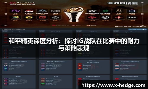 和平精英深度分析：探讨IG战队在比赛中的耐力与策略表现