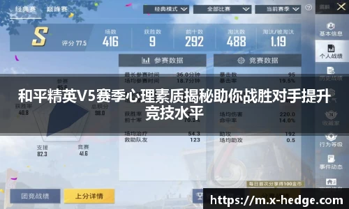 和平精英V5赛季心理素质揭秘助你战胜对手提升竞技水平